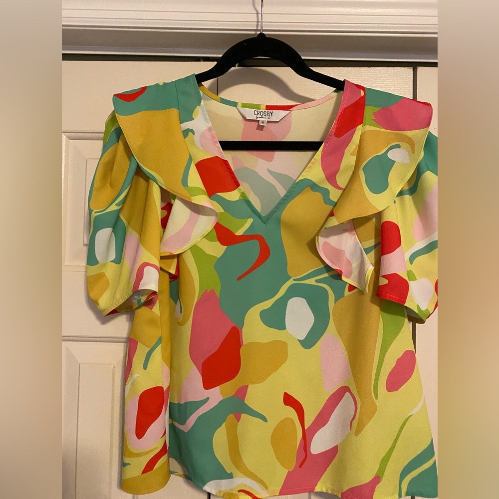 Crosby Multicolor Abstract Blouse in Taffy Print